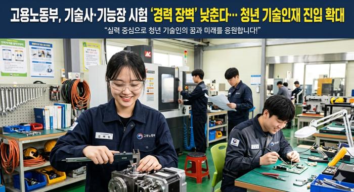 고용노동부, 기술사·기능장 시험 '경력 장벽' 낮춘다... 청년 기술인재 진입 확대